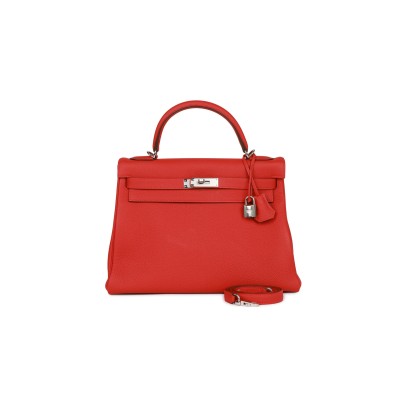 HERMES KELLY 32 TOGO PALLADIUM HARDWARE (32*23*10.5cm)